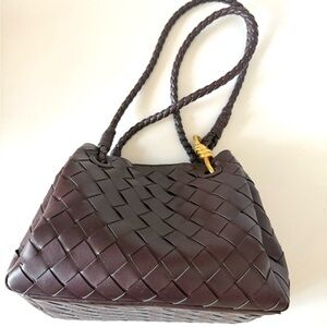 Elegant Brown Woven Leather Bag